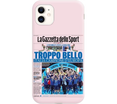 Cover Apple iPhone 11 CAMPIONI D'EUROPA 2020 GAZZETTA ITALIACOMING HOME ITALIA Black Border