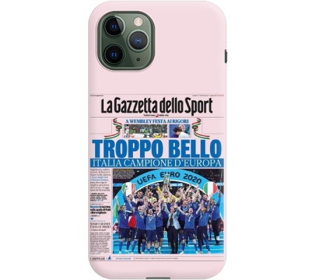 Cover Apple iPhone 11 pro max CAMPIONI D'EUROPA 2020 GAZZETTA ITALIACOMING HOME ITALIA Black Border