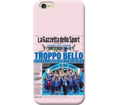 Cover Apple iPhone 6 plus CAMPIONI D'EUROPA 2020 GAZZETTA ITALIACOMING HOME ITALIA Black Border