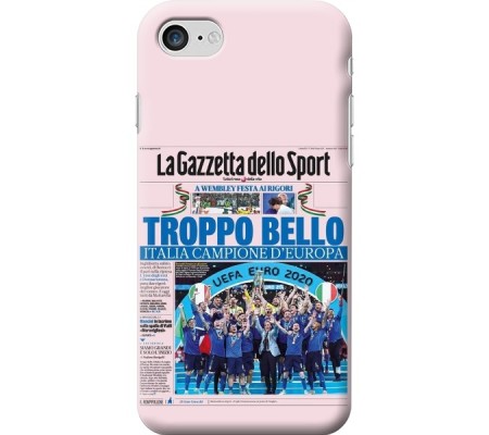 Cover Apple iPhone 7 CAMPIONI D'EUROPA 2020 GAZZETTA ITALIACOMING HOME ITALIA Black Border