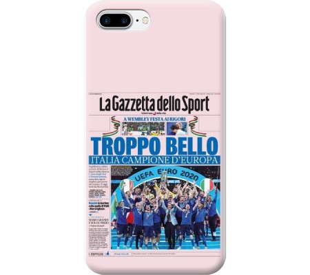Cover Apple iPhone 7 plus CAMPIONI D'EUROPA 2020 GAZZETTA ITALIACOMING HOME ITALIA Black Border