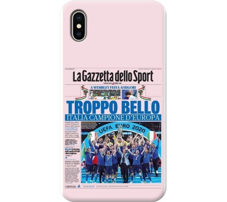 Cover Apple iPhone X CAMPIONI D'EUROPA 2020 GAZZETTA ITALIACOMING HOME ITALIA Black Border