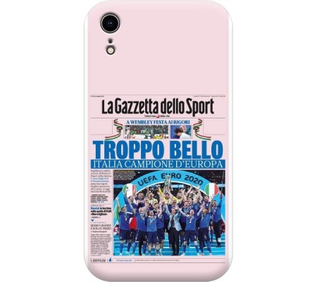 Cover Apple iPhone XR CAMPIONI D'EUROPA 2020 GAZZETTA ITALIACOMING HOME ITALIA Black Border