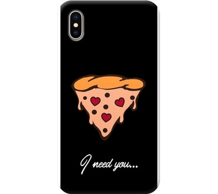 Cover Apple iPhone XS max PIZZA FETTA I NEED YOU Trasparent Border