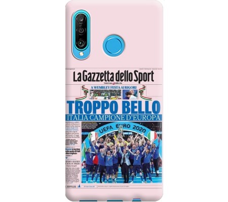 Cover Huawei P30 LITE CAMPIONI D'EUROPA 2020 GAZZETTA ITALIACOMING HOME ITALIA Black Border