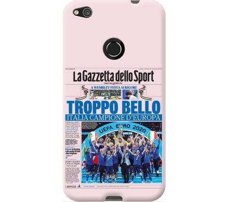 Cover Huawei P8 LITE 2017 CAMPIONI D'EUROPA 2020 GAZZETTA ITALIACOMING HOME ITALIA Black Border