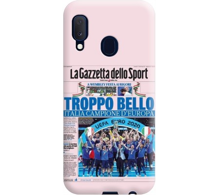 Cover Samsung A20E CAMPIONI D'EUROPA 2020 GAZZETTA ITALIACOMING HOME ITALIA Black Border