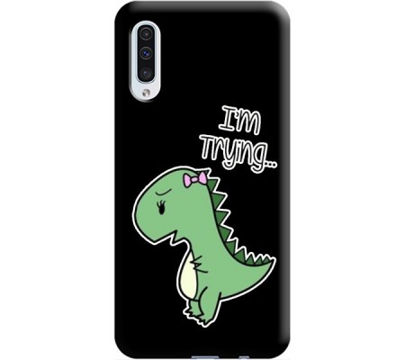 Cover Samsung A30S TREX DINOSAURO IM TRYING Trasparent Border