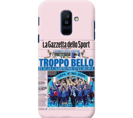 Cover Samsung A6 2018 CAMPIONI D'EUROPA 2020 GAZZETTA ITALIACOMING HOME ITALIA Black Border