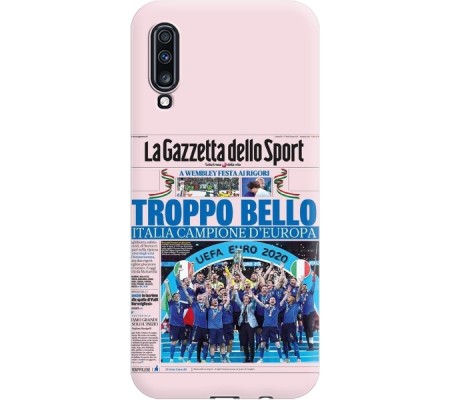 Cover Samsung A70 CAMPIONI D'EUROPA 2020 GAZZETTA ITALIACOMING HOME ITALIA Black Border