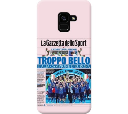 Cover Samsung A8 2018 CAMPIONI D'EUROPA 2020 GAZZETTA ITALIACOMING HOME ITALIA Black Border
