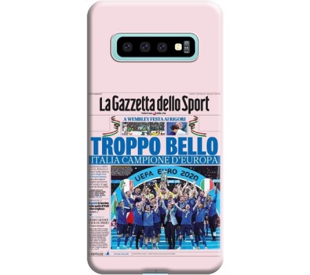Cover Samsung Galaxy S10 Plus CAMPIONI D'EUROPA 2020 GAZZETTA ITALIACOMING HOME ITALIA Black Border